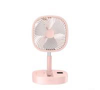 Ventilateur de sol portable rétractable avec télécommande, rechargeable par USB, 5 vitesses, débit d'air réglable à 180 °, pour la maison, le bureau, la chambre à coucher, le salon (rose)