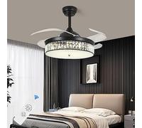 Ventilateur de sol, ventilateur invisible en cristal avec lampes, moteur réversible silencieux, lampe de ventilateur électrique avec télécommande, changement de couleur intelligent à 3 lumiè
