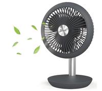Ventilateur de table 4 000 mAh Ventilateur Angle vertical à 90° 4 niveaux Sans fil Fonctionnement silencieux Coupevent Refroidisseur d'air Convient pour chambre à coucher bureau salon