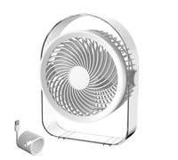 Ventilateur de table, 5 vitesses, rechargeable, silencieux, refroidisseur personnel avec lumière, inclinaison réglable à 360 degrés, petit ventilateur de table pour chambre, résidence, extérieur