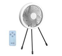 Ventilateur de table de chargement portable à 3 vitesses, ventilateur de bureau télécommandé, camping avec lampe LED + trépied pour pêche, barbecue, pique-nique, plafond avec lumières, télécommande