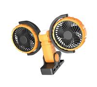 Ventilateur de table double tête 4000 mAh pour chambre à coucher, bureau, camping, 3 vitesses, rotation à 360 degrés, double tête de bureau avec lumière