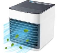 Ventilateur de table silencieux et portable, ventilateur de table puissant sans bruit avec lumière LED 4 en 1, climatiseur, humidificateur, purificateur, 3 vitesses, idéal pour la maison, le bureau et