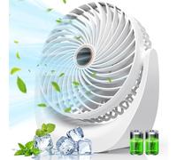 Ventilateur de table silencieux, ventilateur usb, mini ventilateur portable, batterie rechargeable 4000 mAh, 5 niveaux de vitesse, rotatif à 360°, réglable pour chambre à coucher ou bureau