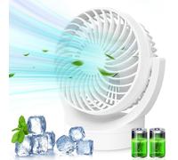 Ventilateur de table USB - 3000 mAh - Petit ventilateur portable - 5 vitesses - Rechargeable - Durée de vie de 4 à 10 heures - Silencieux - Pour chambre à coucher, bureau, bibliothèque, voyage en