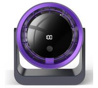 Ventilateur de Table USB Mini Réglable à 360°, Silencieux et Portable avec 100 Vitesses d’Ajustement, Écran LED, Rechargeable Puissant pour Bureau, Maison, Chambre, Camping, Extérieur, Fixation Murale