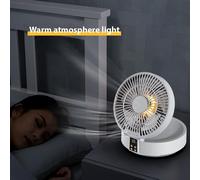 Ventilateur de table Ventilateur mural Oscillation automatique Batterie rechargeable Ventilateur pliant portable Télécommande silencieuse à 3 vitesses Ventilateur de circulation d'air avec lumière d'a