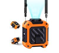 Ventilateur de taille portable avec batterie de 10 000 mAh, 5 vitesses, grand angle de 130 °, mains libres à clipser pour le travail en plein air, la randonnée, le camping (orange)