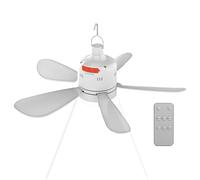 Ventilateur de terrasse extérieur avec lumière et télécommande : vitesse réglable, outil de refroidissement, dispositif de ventilation rechargeable