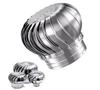 Ventilateur De Toit En Acier Inoxydable Non Alimenté, 300/400/500mm Ventilateur À Turbine Éolienne, Rotatif Toit Extracteur De Fumées(400mm/15.75in)