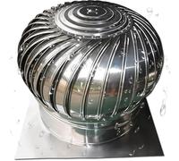 Ventilateur de toit Non électrique en acier inoxydable 304, Turbine ventilateur à capuchon ventilation 110mm,250mm for les maisons, usine, grenier, ferme, fuite d'air(300mm)