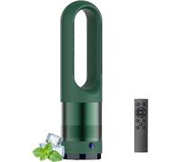 Ventilateur De Tour Chaud Et Frais Avec Purificateur D'air, Télécommande, Minuterie 8h, 8 Vitesses, Ventilateur Sans Lame 18 Pouces Oscillant 80 °, Air Circulant Des Ventilateurs Debout La Mais green