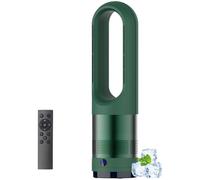 Ventilateur De Tour Chaud Et Frais Avec Ventilateur à Distance, 18 Pouces Sans Latte Avec 8 Vitesses, Oscillant 80 °, Minuteur 8h, Purificateur Portable Purificateur Debout Affichage Led green