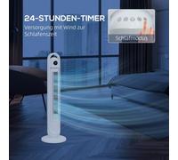 Ventilateur de tour, ventilateur sur pied avec 3 niveaux de ventilation, télécommande, ventilateur 55W avec minuterie 24H, affichage LCD, oscillation 70°, pour chambre à coucher, W