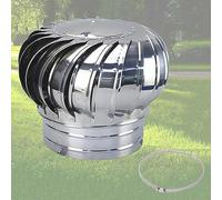 Ventilateur de turbine de toit rond Ventilation de toit en acier inoxydable, évent de toit pour ventilateur de capuchon d'aération anti-fuite, 110 150 200 300 mm Capot de cheminée