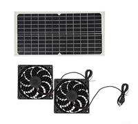Ventilateur de ventilation à panneau solaire résistant aux intempéries 16 W avec double échappement CC pour serre, poulailler, niche et abri de jardin