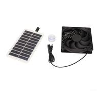 Ventilateur de ventilation solaire noir 2 W avec panneau en polysilicium 12 cm DC - Matériel de montage complet pour la circulation de l'air du grenier et du poulet