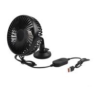 Ventilateur de voiture 12 V-24 V avec contrôle à trois vitesses, rotation à 360 °, chargement USB et base à ventouse puissante pour refroidissement intérieur de voiture, camion ou van (noir)
