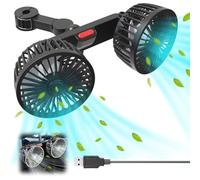 Ventilateur de Voiture 5V à Double Tête,Ventilateur de Voiture Avec Ventouse,Ventilateur de Voiture Portable Rotation à 360 Degrés,Ventilateur de Voiture Avec 2 Vitesse,Ventilateur de Voiture Alimenté