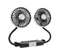 Ventilateur de voiture à double tête avec lumière et tube en silicone réglable à 360° pour contrôle du flux d'air de refroidissement avant et arrière Seat