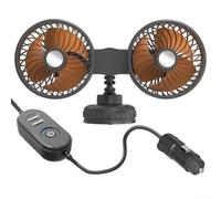 Ventilateur de voiture alimenté par USB avec deux têtes et 3 réglages de vitesse réglables, convient pour les sources d'alimentation 5 V 12 V 24 V, améliore la circulation de l'air et la fraîcheur du