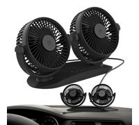Ventilateur de voiture double tête, ventilateur véhicule biplace, circulateur d'air de tableau de bord faible bruit rafraîchissant pour voiture maison voyage extérieur