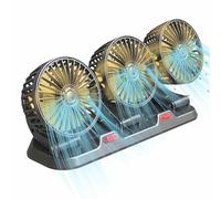 Ventilateur de voiture multifonction - 12 V/24 V - Ventilateur électrique à trois têtes | Ventilateur USB portable silencieux pour grands camions, SUV, camping-cars et navires de croisière, accessoire