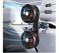 Ventilateur de Voiture, Prise allume-cigare 12V/24V, 3 Vitesses, Rotation 360°, Câble de 140 cm, pour les sièges arrière de voiture