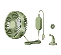 Ventilateur de voiture rotatif à 360 degrés 12 V 24 V avec chargement USB, trois réglages de vitesse, et ventouse puissante pour une fixation ferme du véhicule (vert)