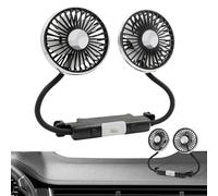 Ventilateur De Voiture Siège Arrière,Rafraîchisseur Rechargeable à Double Tête Orientable - Avec Éclairage LED | Pour Poussette Vélo Camping Maison Lit Tapis de Course