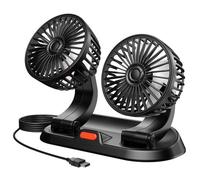 Ventilateur De Voiture Usb-5 V, Mini Ventilateur De Voiture Rotatif À 360 °, Deux vitesses de ventilation, Double Tête Pour SUV