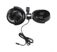 Ventilateur de voiture USB avec design à double tête et 3 niveaux pour camion, van, SUV et caravane - Montage d'appui-tête peu encombrant avec flux d'air réglable pour un voyage confortable