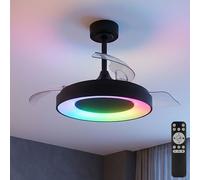 Ventilateur Decken LED Globo RGB Dimmable Minuterie RGB, Veilleuse