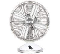 H.Koenig JOE50 Ventilateur électrique de table Silencieux Design Rétro Vintage en métal Blanc, Résistant, 3 vitesses, Fixe ou Oscillation à 90°C, Maison/Bureau, Réglage vertical, Pied antidérapant