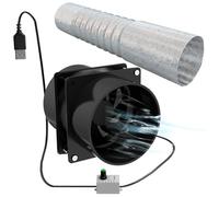 Ventilateur d'extracteur portable avec tuyau de 1 m de conduit USB ventilation bricolage réglable Ventilateur puissant d'échappement moteur sans balais 5V 2A pour la cuisine la cuisine