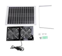 Ventilateur d'extraction à énergie Solaire 15W, Panneau Solaire en Silicium monocristallin, Kit de Ventilateur à Double Ventilateur pour Maison d'animaux, poulailler, Serre