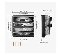 Ventilateur d'extraction à obturateur 12 ''avec contrôleur d'humidité de la température moteur EC/AC 940 CFM ventilateur de grenier mural réglable à 10 vitesses,Haute Dureté(16in EC)