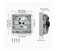 Ventilateur d'extraction à obturateur 12 ''avec contrôleur d'humidité de la température moteur EC/AC 940 CFM ventilateur de grenier mural réglable à 10 vitesses,Haute Dureté(16in AC)