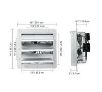 VEVOR Ventilateur d'extraction à volets extracteur d'air mural garage 30,5 cm AC
