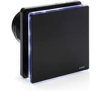 STERR Ventilateur de salle de bain noir 100 mm avec LED + TIMER - Ventilateur de salle de bain - Façade en verre - Look moderne - BFS100LT-B - 10 W