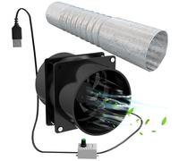 Ventilateur d'extraction portable avec tuyau de conduit de 3 m, extracteur fumée réglable par USB, puissant moteur sans balais 5 V 2 A pour cuisine, salle bain, fumée
