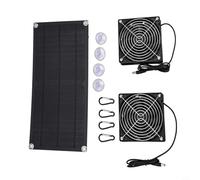 Ventilateur d'extraction solaire portable d'extérieur 10 W pour niches, camping-cars et serres - Double ventilateur USB DC avec panneau de 360 x 180 mm, étanche IP65, respectueux de l'environnement