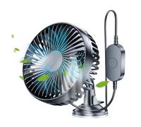 Ventilateur Double Tête 12V Voiture Ventilateur Refroidissement Tableau Bord USB 12V/24V Avec Ventouse Refroidisseur À 360 Degrés D'air Complet Véhicule Maison Et Bureau