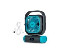 MEDION Ventilateur E10 TF (batterie, mini ventilateur USB compact avec lumière, télécommande, 5 vitesses, oscillation, crochet de suspension, fonction powerbank, idéal bureau camping tente), vert