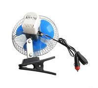 Ventilateur électrique portable de voiture 12 V 24 V compatible avec couvercle en maille métallique à tête oscillante pour véhicule camion 2 vitesses silencieux avec support de serrage flexible Cordon