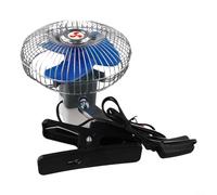 Ventilateur électrique portable de voiture 12 V 24 V compatible avec couvercle en maille métallique à tête oscillante pour véhicule camion 2 vitesses silencieux avec support de serrage flexible Cordon