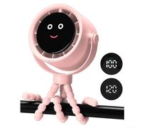 Ventilateur électrique portable USB avec support à clip flexible, 5 vitesses de vent réglables, rotation à 720 degrés, pour bureau et extérieur (rose)
