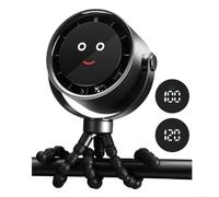 Ventilateur électrique portable USB avec support à clip flexible, 5 vitesses de vent réglables, rotation à 720 degrés, pour bureau et extérieur (noir)
