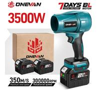 Ventilateur électrique sans fil ONEVAN 3500W 350M/S, souffleur de feuilles, de neige et de poussière, outil électrique compatible avec les batteries Makita. 2 15cell Battery