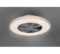 VENTILATEUR ET PLAFONNIER HARSTAD DIFFUSEUR SATINÉ ET EFFET CRISTAL AVEC TÉLÉ